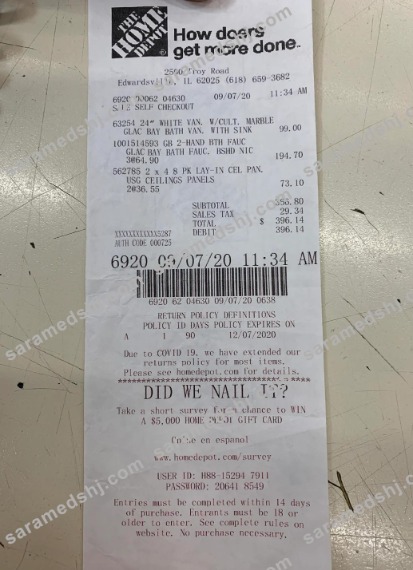 The home depot receipt